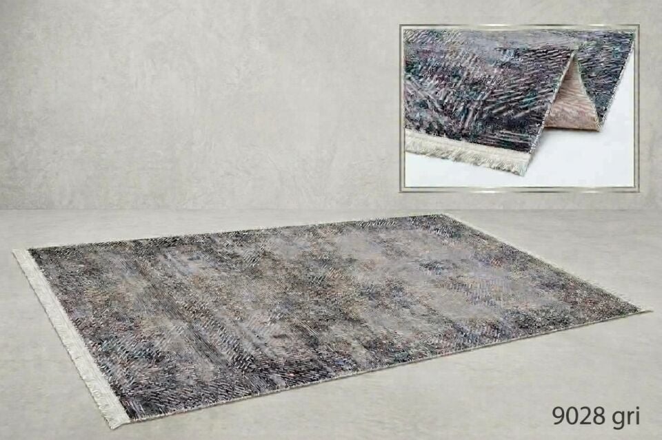 Decoser Diamond Plus 9028 Gri Eskitme Geometrik Desenli Modern Halı