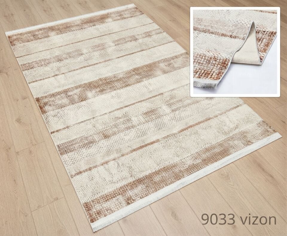 Decoser Diamond Plus 9033 Vizon Çizgili Geometrik Modern Halı