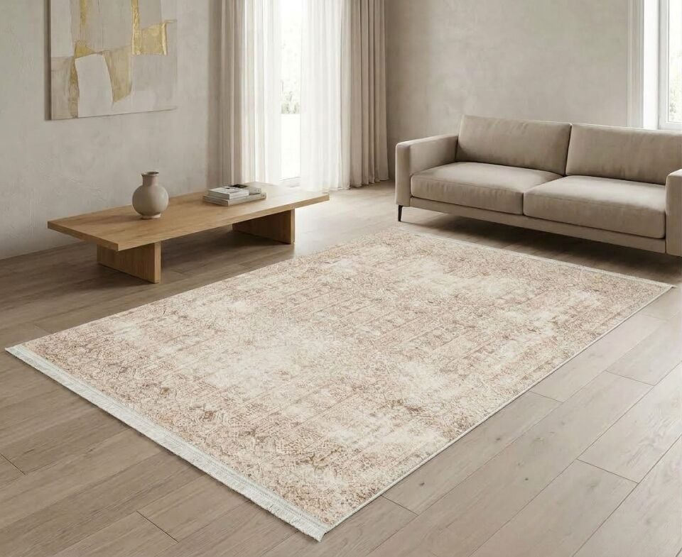 Decoser Diamond Plus 9053 Vizon Klasik Eskitme Desenli Modern Halı