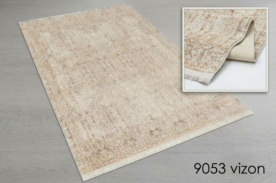 Decoser Diamond Plus 9053 Vizon Klasik Eskitme Desenli Modern Halı