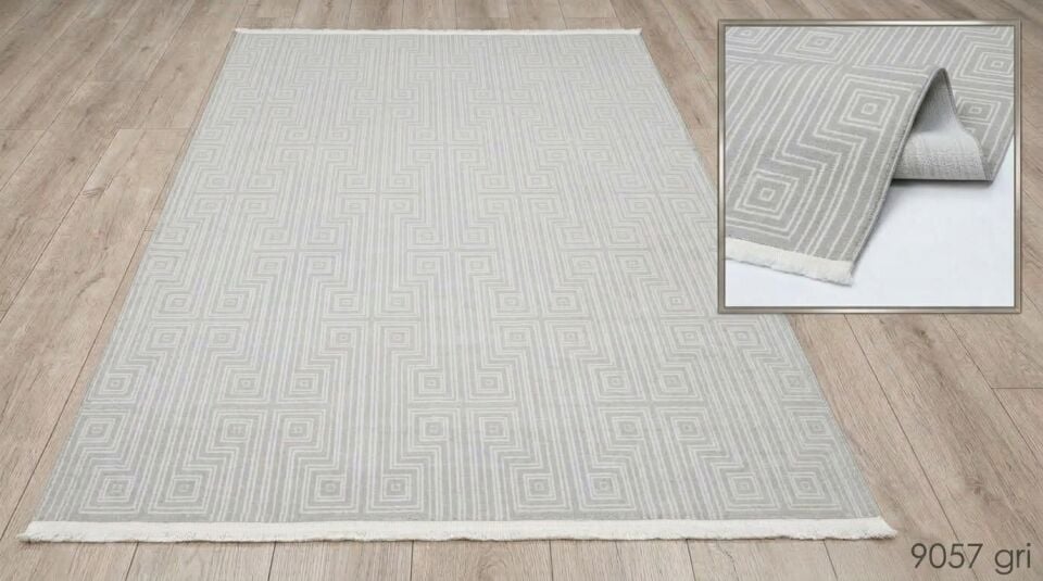 Decoser Diamond Plus 9057 Gri Geometrik Çizgili Modern Halı