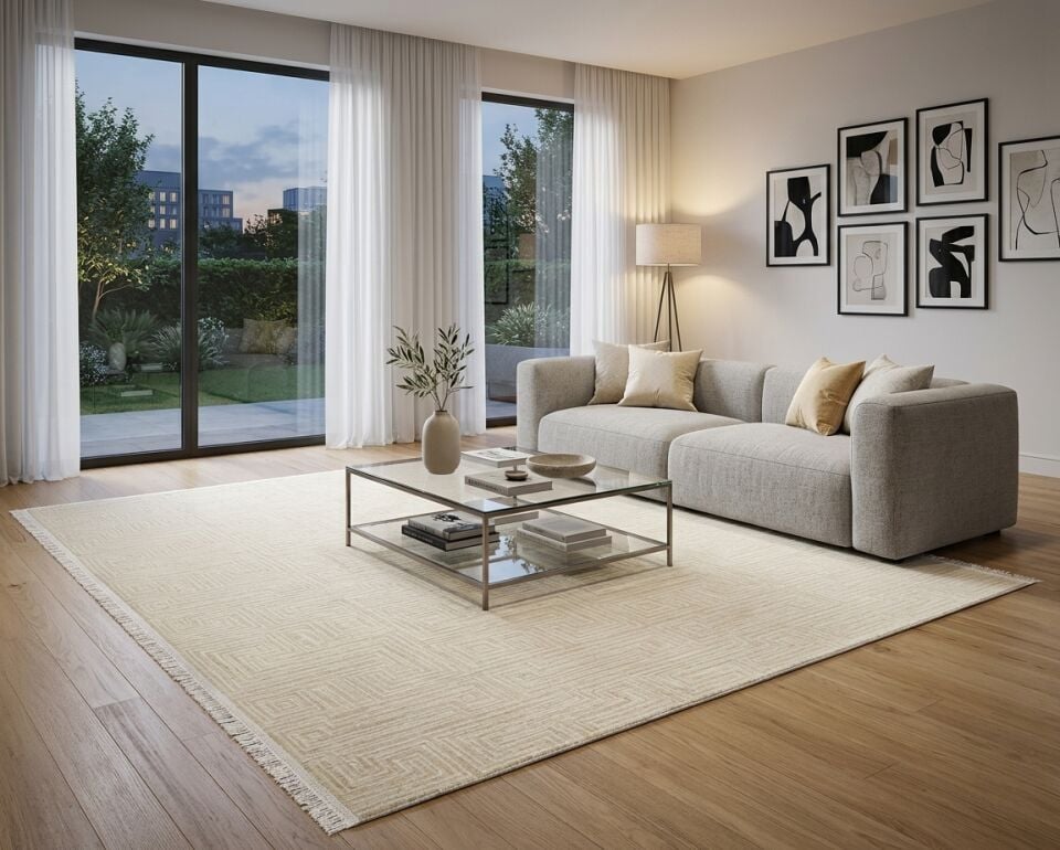 Decoser Diamond Plus 9058 Bej Geometrik Çizgili Modern Halı