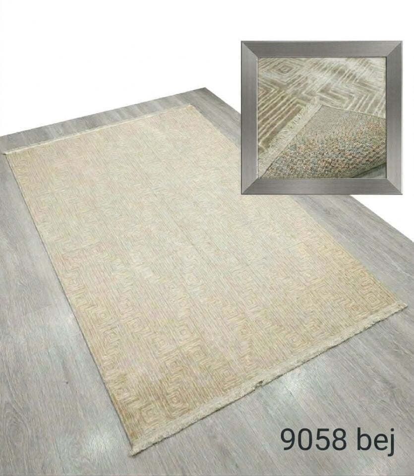 Decoser Diamond Plus 9058 Bej Geometrik Çizgili Modern Halı