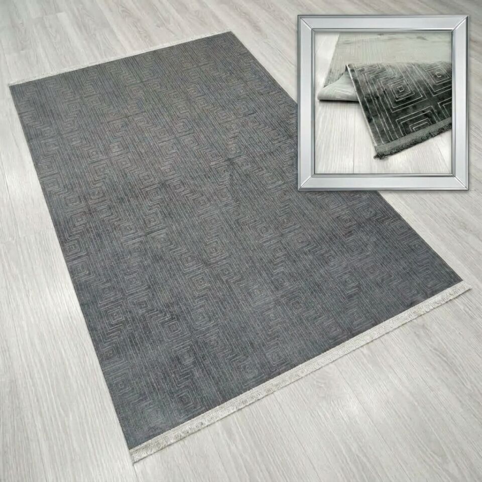 Decoser Diamond Plus 9059 Antrasit Çizgili Geometrik Modern Halı