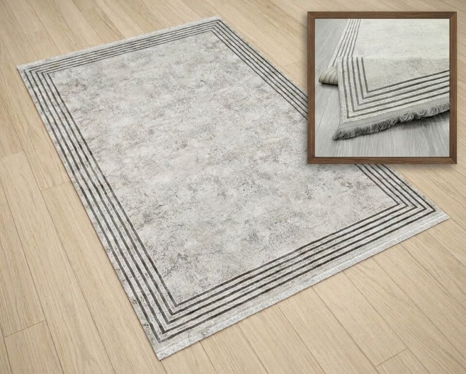 Decoser Diamond Plus 9070 Gri Bordürlü Modern Salon ve Oturma Odası Halısı