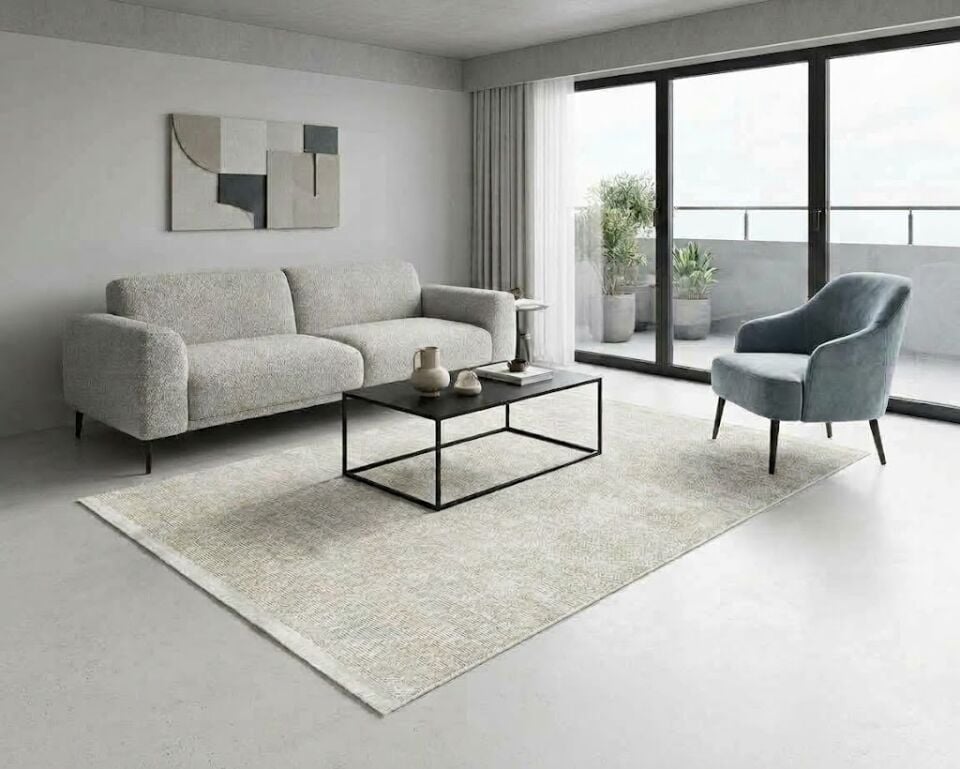 Decoser Diamond Plus 9071 Krem Modern Salon ve Oturma Odası Halısı