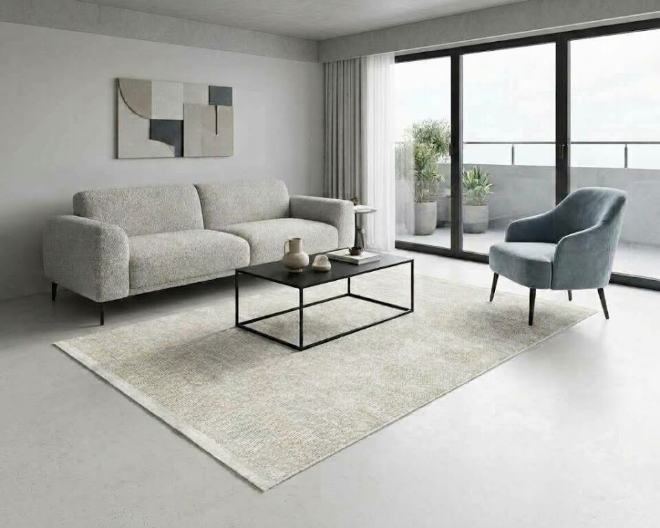 Decoser Diamond Plus 9071 Krem Modern Salon ve Oturma Odası Halısı