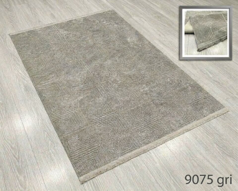 Decoser Diamond Plus 9075 Gri Geometrik Desenli Modern Halı