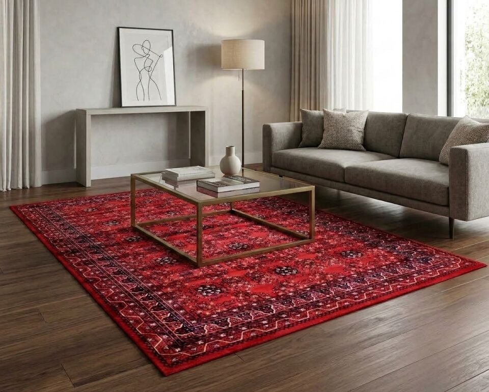 Decoser Afgan 831 Otantik Kırmızı Desenli Yaşam Alanı Halısı