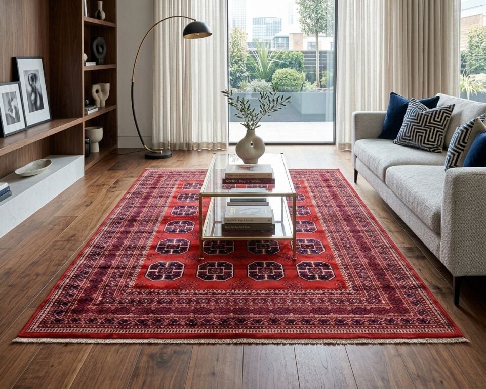 Decoser Afgan 832 Otantik Kırmızı Saçaklı Salon Halısı