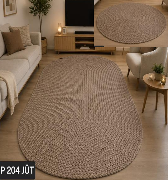 Muse Carpet Düz Jüt Dokuma Halı | Modern Oval & Yuvarlak İskandinav Bohem Hasır Halı