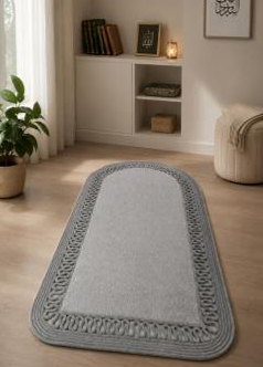 Muse Carpet Hasır Örgü Bordürlü Lüks Seccade 65x120 cm | Doğal & Modern Namazlık