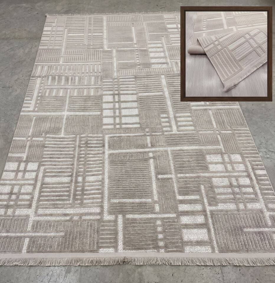 Decoser 802 Vizon Modern Geometrik Halı | Sıcak ve Doğal Tasarım