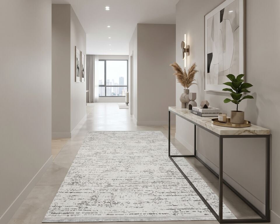 Decoser 1091 Gri Modern Çizgili Yolluk & Halı