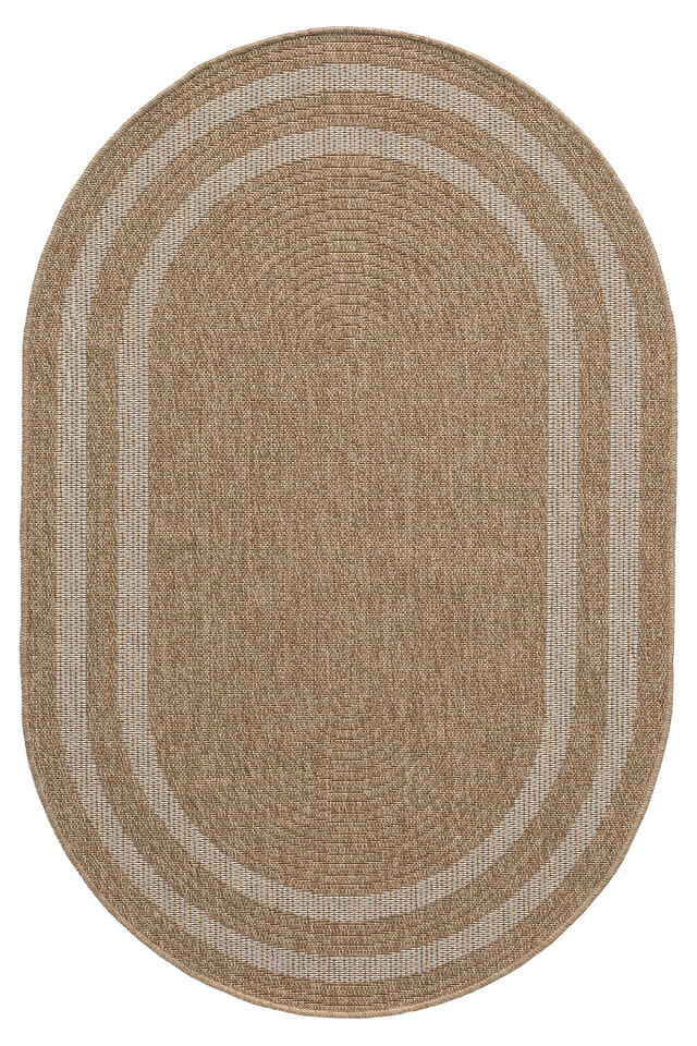 Seyran Halı India 668 Beyaz Çizgili Oval Halı