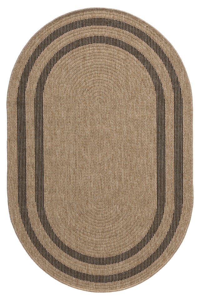 Seyran Halı India 668 Siyah Çizgili Oval Halı | Muse Carpet