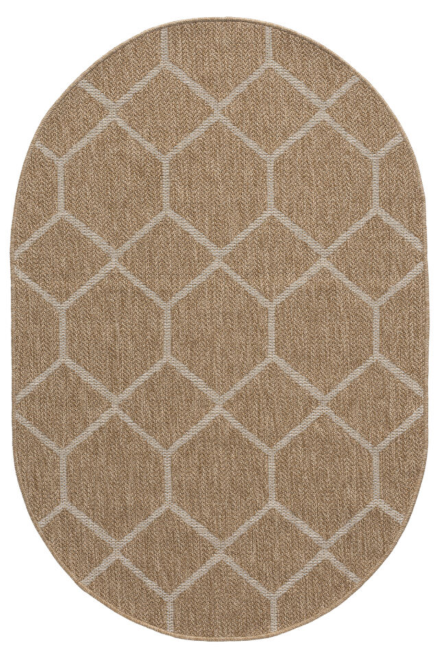Seyran Halı India 669 Beyaz Petek Desenli Oval Halı | Muse Carpet