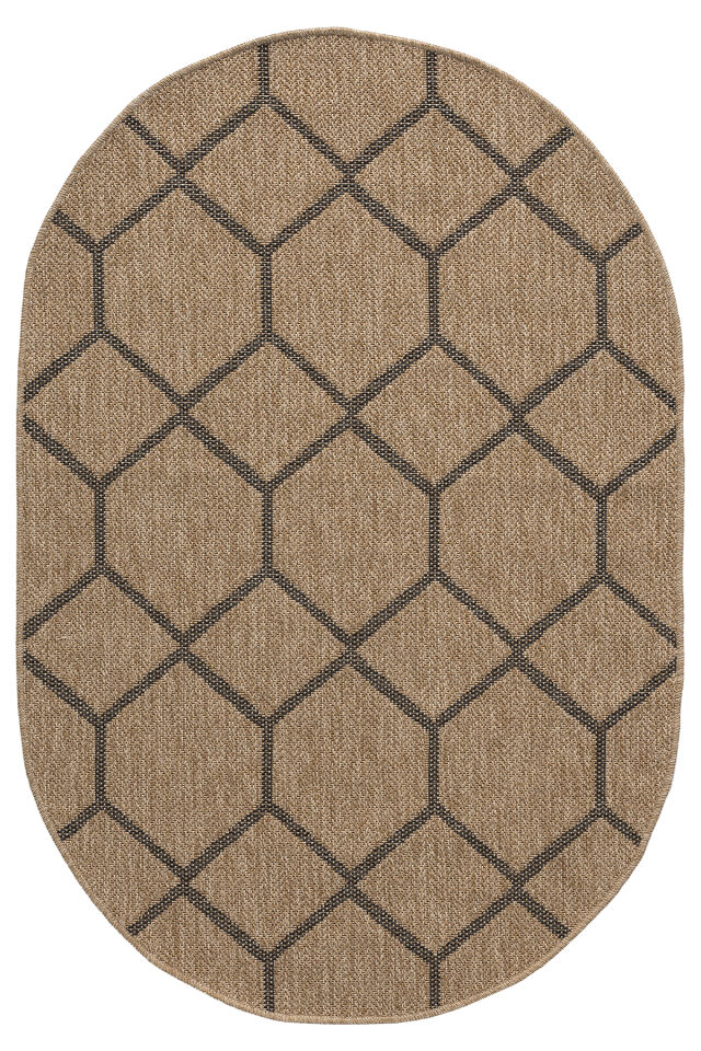 Seyran Halı India 669 Siyah Petek Desenli Oval Halı | Muse Carpet