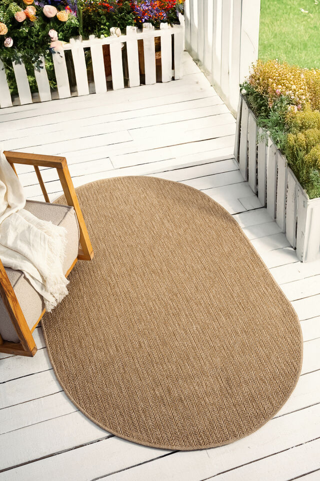 Seyran Halı India 670 Bej Fitilli Oval Halı | Muse Carpet