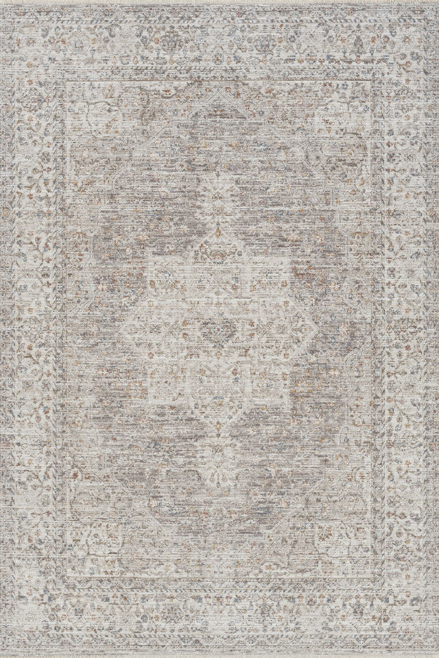 Seyran Halı Peru 10204 Bej | Büyük Madalyonlu Vintage Dokuma Salon Halısı