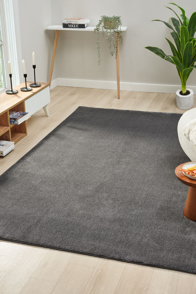 Seyran Halı Bali 4500 Antrasit Modern Düz Halı - Modern Shaggy