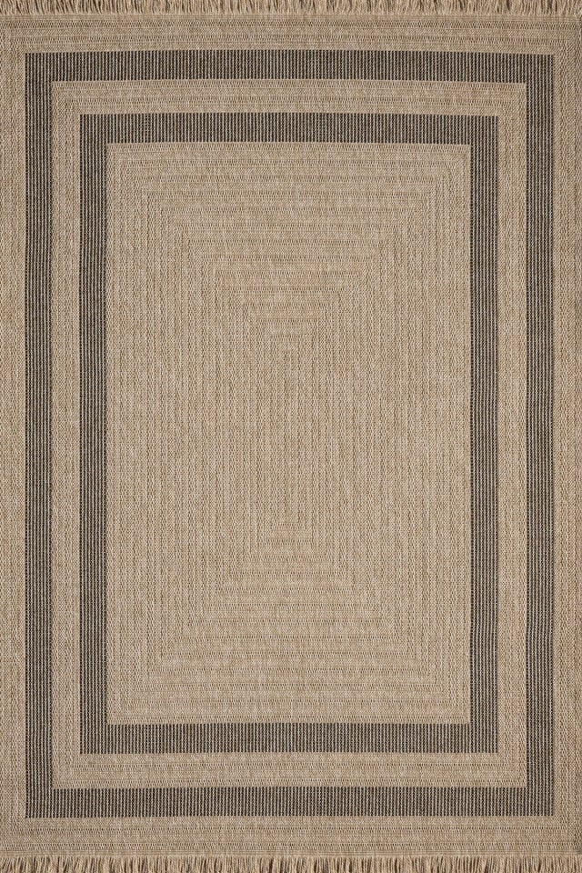Seyran Halı İndia 668 Siyah - Siyah Çizgili Doğal Hasır Dokuma Halı | Muse Carpet