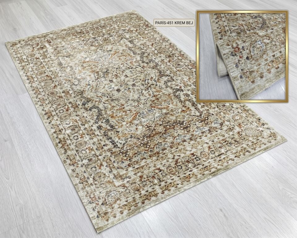Decoser Paris 451 Krem Bej Halı | Vintage Şıklık