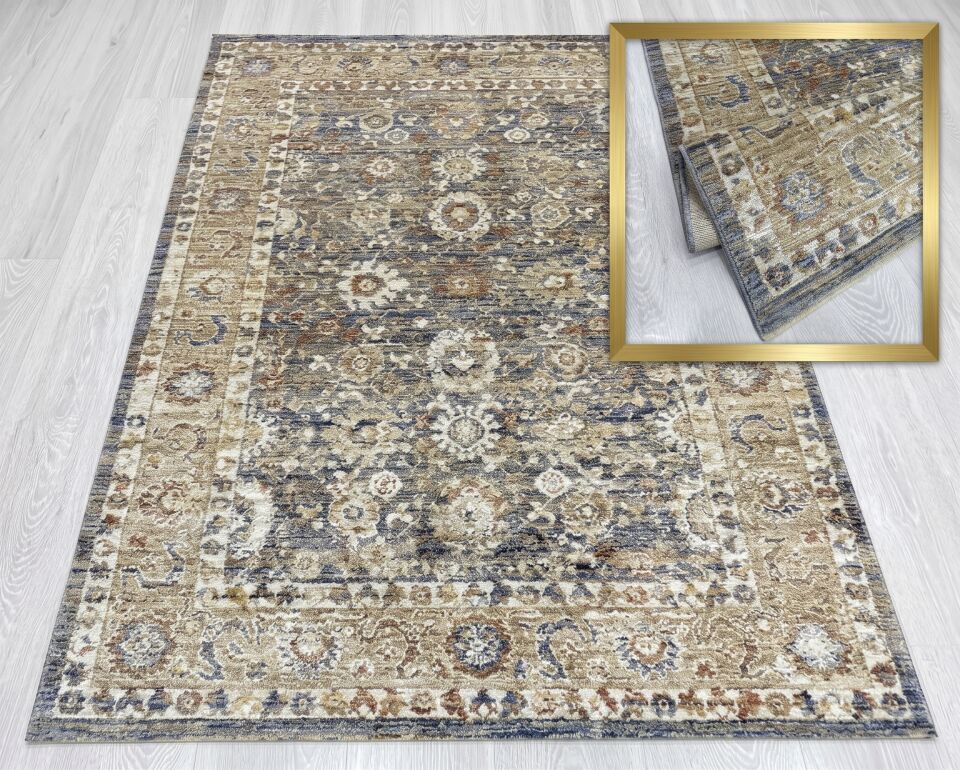 Decoser Paris 454 Mavi Kahve Halı | Vintage Eskitme Şıklık