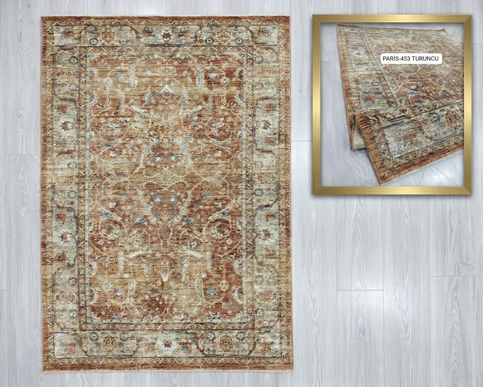 Decoser Paris 455 Turuncu Halı | Vintage Kiremit & Eskitme Şıklık