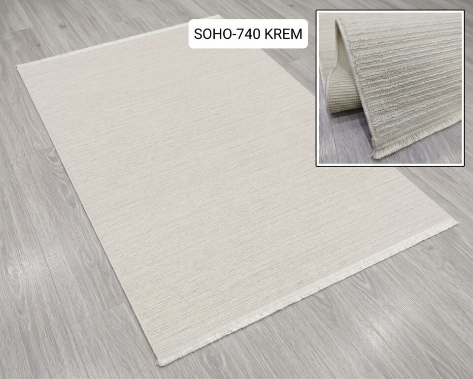 Decoser Soho 740 Krem Halı | Modern & Düz Dokuma