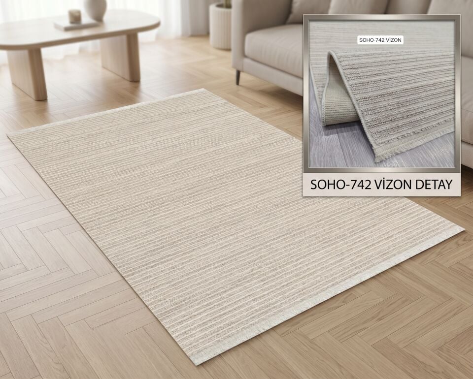 Decoser Soho 742 Vizon Modern Çizgili Halı