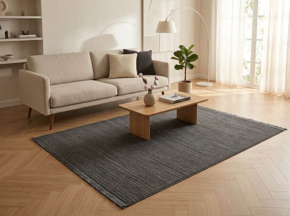 Decoser Soho 743 Antrasit Çizgili Modern Halı