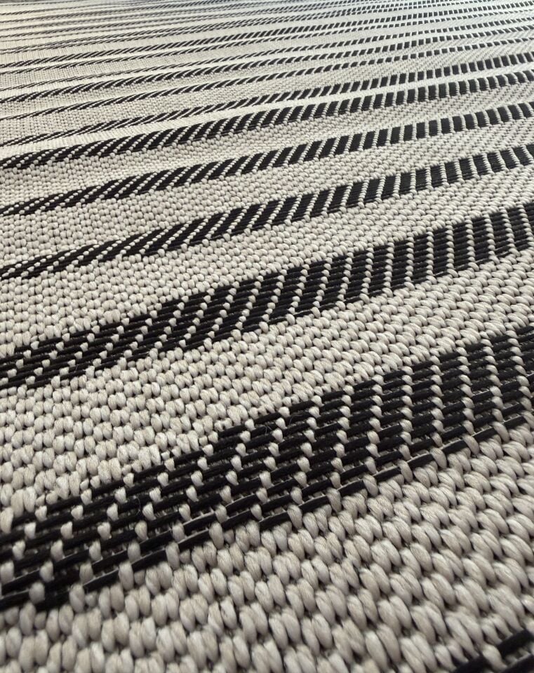 Muse Carpet Krem & Siyah Çizgili Modern Düz Dokuma Halı
