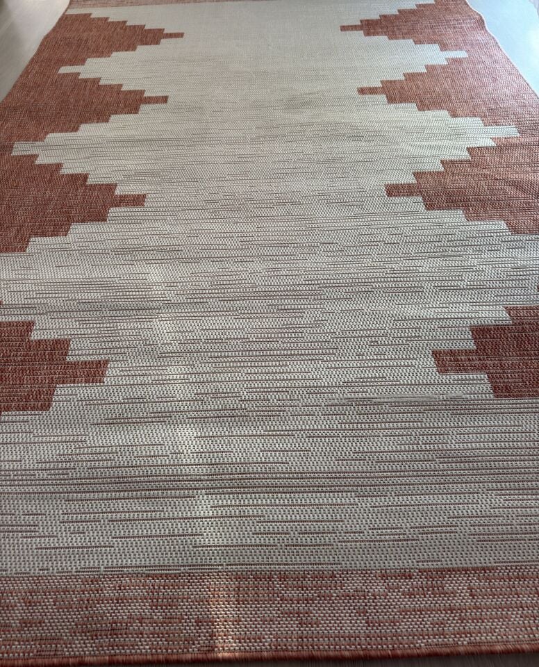 Muse Carpet Kiremit & Bej Geometrik Düz Dokuma Halı
